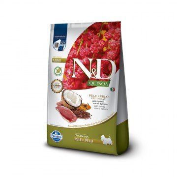 Ração N&D Quinoa Pele e Pelo para Cães Adultos de Porte Mini e Pequeno Sabor Pato, Quinoa, Coco e Cúrcuma - 2,5kg