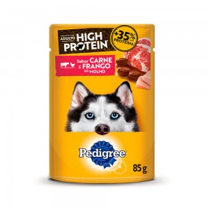 Ração Úmida Pedigree High Protein para Cães Adultos Sabor Carne e Frango 85g