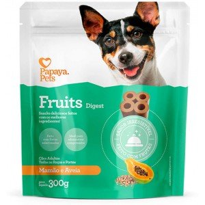 Petisco Papaya Pets Fruits Digest para Cães Adultos Sabor Mamão - 60/300g