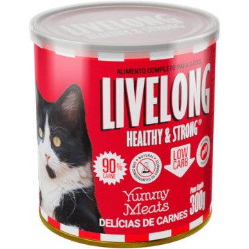Lata Livelong Delícias de Carne para Gatos - 300g