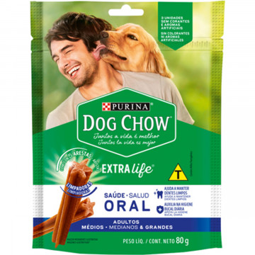 Petisco Dog Chow Oral Cães Adultos Raças Médias e Grandes -88g