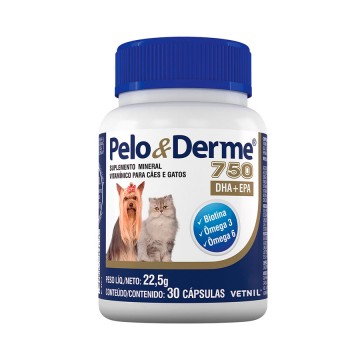 Suplemento Vetnil Pelo & Derme DHA + EPA 750mg - 30 e 60 comprimidos