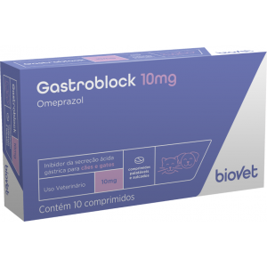 GastroBlock Omeprazol 10 mg - 10 comprimidos Antiácido Biovet  