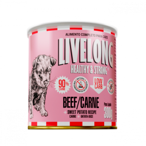 Lata Livelong Alimento Natural Carne para Cães