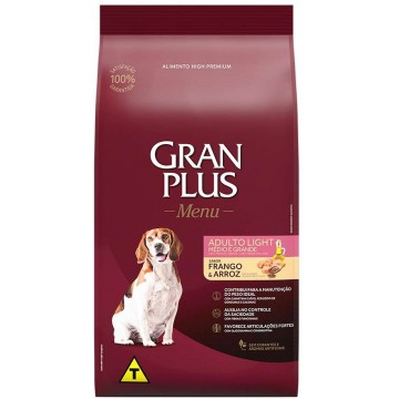 Gran Plus Cães Adultos Light Frango e Arroz - 15kg