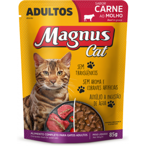 Ração Úmida Magnus Cat Sachê Carne ao Molho para Gatos Adultos - 85g