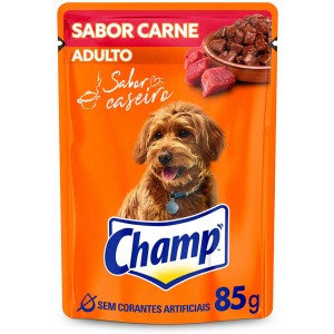 Ração Úmida Champ Sachê Sabor Caseiro Carne para Cães Adultos