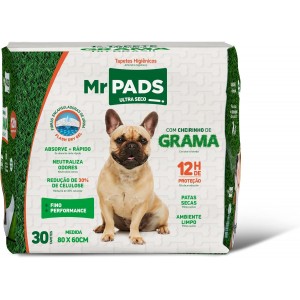 Tapete Higiênico Mr. Pads Grama 80x60 para Cães - 30 Unidades