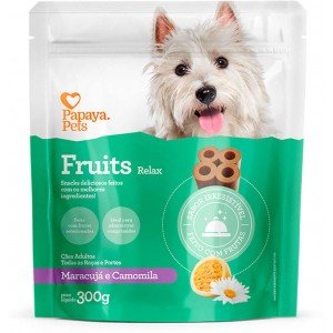 Petisco Papaya Pets Fruits Relax para Cães Adultos Sabor Maracujá - 60/300g