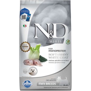 Ração N&D White Merluza, Spirulina e Erva Doce para Cães Adultos de Raças Mini - 2kg