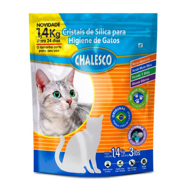 Areia Higiênica Chalesco com Cristais de Sílica para Gatos 1,4 kg