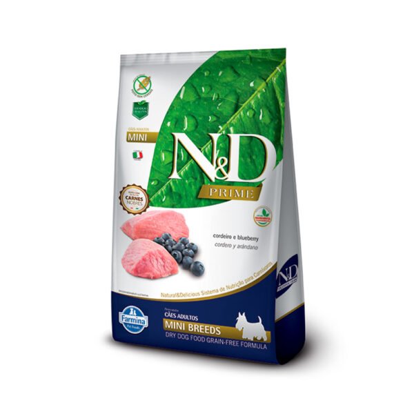 Ração N&D Prime Cães Adultos Mini Cordeiro e Blueberry 2,5kg