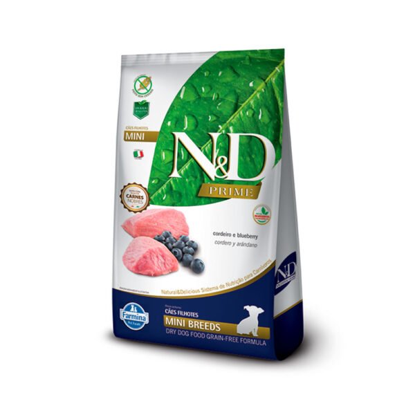 Ração N&D Prime Cães Filhotes Mini Cordeiro e Blueberry 2,5kg