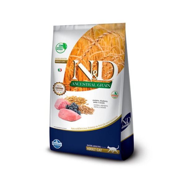 Ração N&D Ancestral Grain para Gatos Adultos Sabor Cordeiro e Blueberry 1,5kg