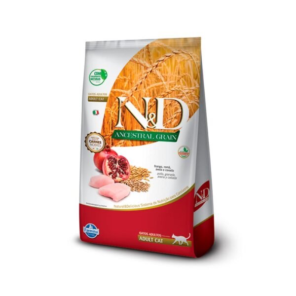 Ração N&D Ancestral Grain para Gatos Adultos Sabor Frango e Romã 7,5kg