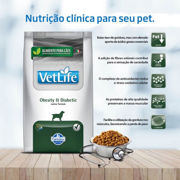 Ração Vet Life Obesity & Diabetic para Cães Adultos de Porte Pequeno 2kg - Image 2
