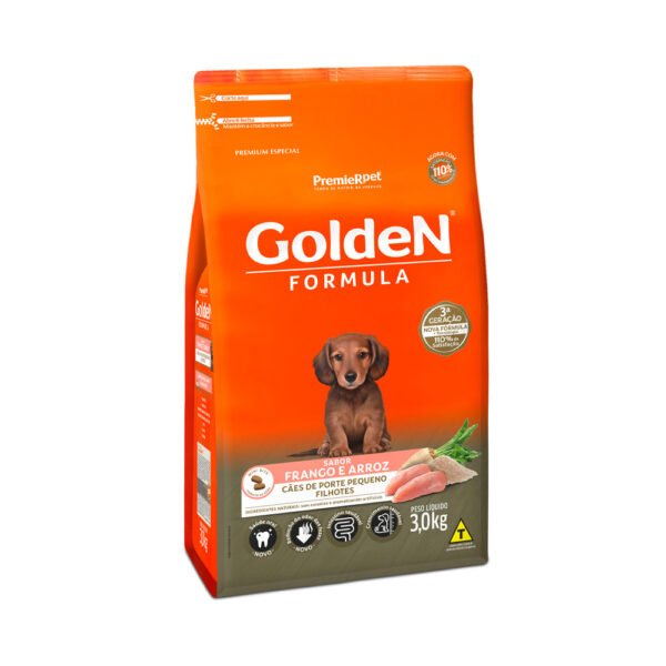 Ração Golden Fórmula para Cães Filhotes de Porte Pequeno Sabor Frango e Arroz 3kg