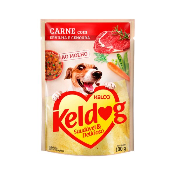 Sachê Keldog para Cães Sabor Carne com Ervilha e Cenoura 100g