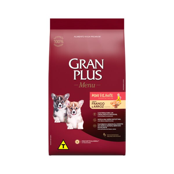 Ração Gran Plus Menu Para Cães Filhotes de Porte Mini Sabor Frango e Arroz 3kg