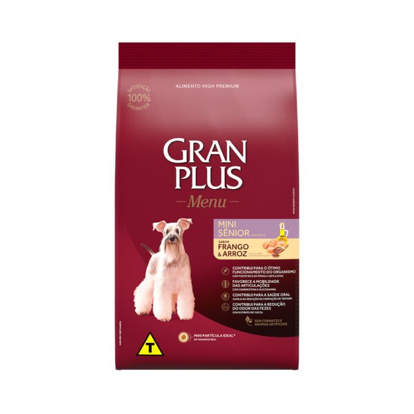 Ração Gran Plus Menu Para Cães Sênior de Porte Mini Sabor Frango e Arroz 3kg