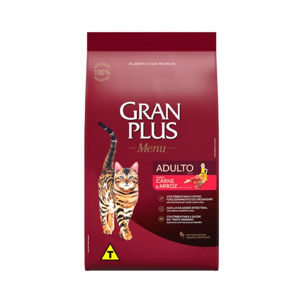 Ração Gran Plus para Gatos Adultos sabor Carne e Arroz 3kg