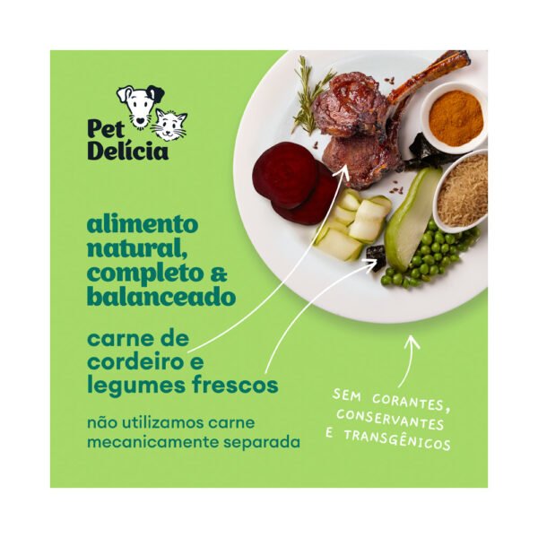 Pet Delícia Ração Úmida Natural Cordeiro e Legumes para Cães 320g - Image 4