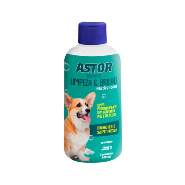 Shampoo Astor Limpeza e Brilho para Cães e Gatos 500ml