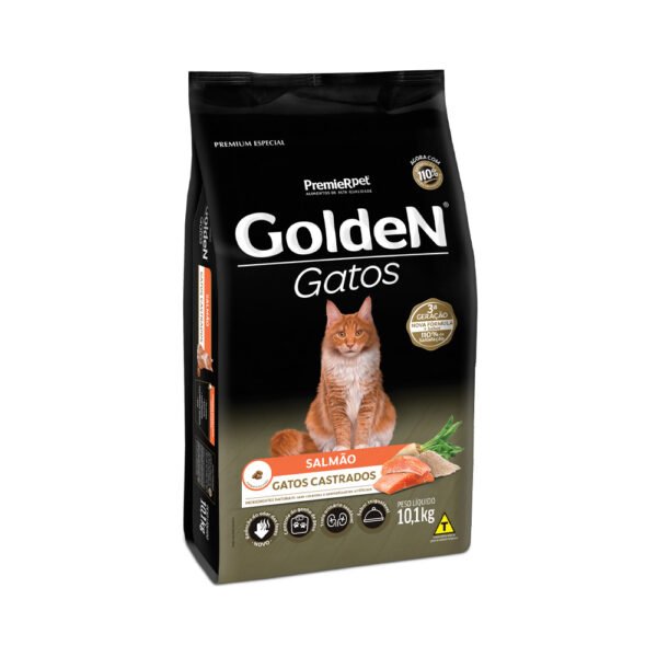 Ração Golden Gatos Castrados Sabor Salmão -10,1 kg