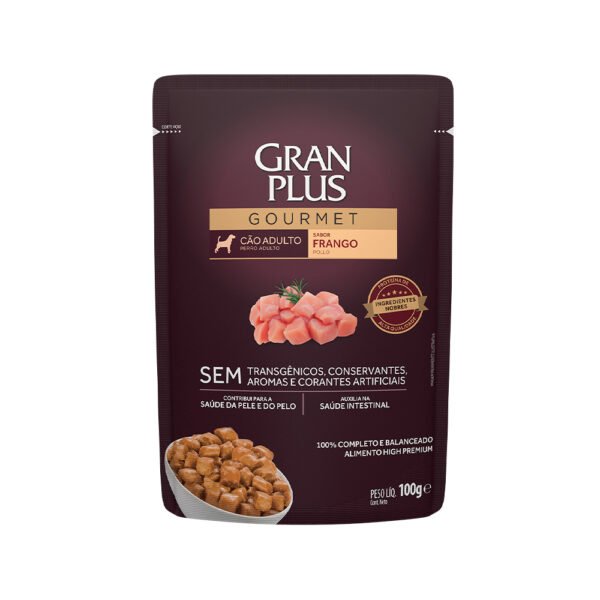 Sachê Gran Plus Gourmet para Cães Adultos Sabor Frango 100g