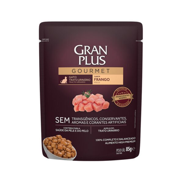 Sachê Gran Plus Gourmet para Gatos Adultos Trato Urinário Sabor Frango - 85g