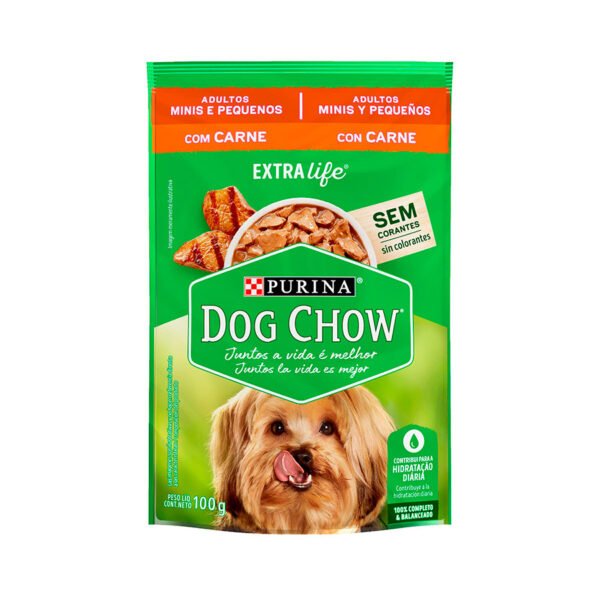 Sachê Dog Chow Sabor Carne para Cães Adultos Mini e Pequeno - 100g