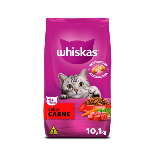 Ração Whiskas para Gatos Adultos Sabor Carne - 10kg