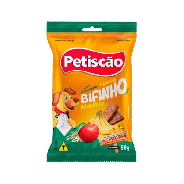 Petiscão Bifinho de Fruta Banana, Maçã e Aveia para Cães 60g