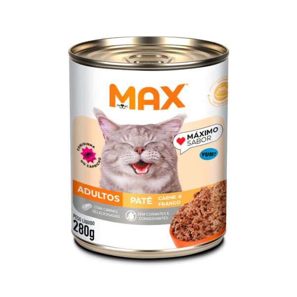 Max Cat Lata para Gatos Adultos Sabor Carne e Frango 280g