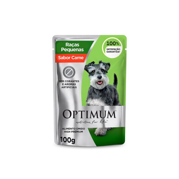 Sachê Optimum para Cães Adultos Raças Pequenas e Mini Sabor Carne 100 g