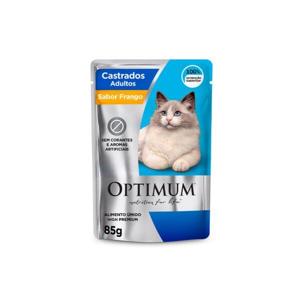 Sachê Optimum para Gatos Adultos Castrados Sabor Frango 85 g