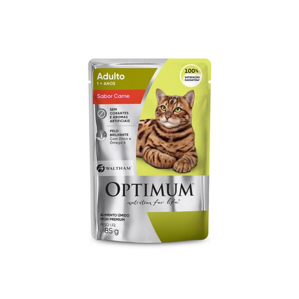 Sachê Optimum para Gatos Adultos Sabor Carne 85 g
