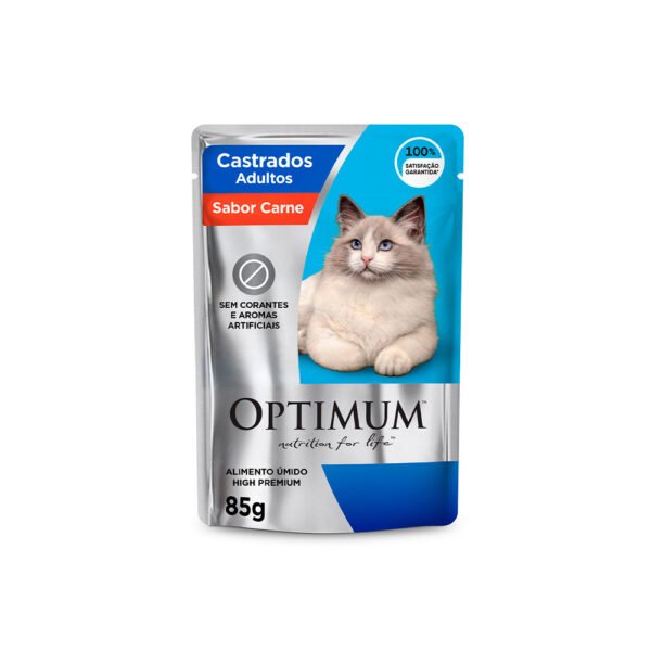 Sachê Optimum para Gatos Adultos Castrados Sabor Carne 85 g