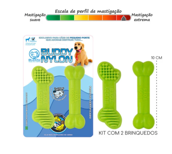 Brinquedo Mordedor Osso Pequeno Porte Nylon Kit c/ 2 Buddy Toys - Image 2