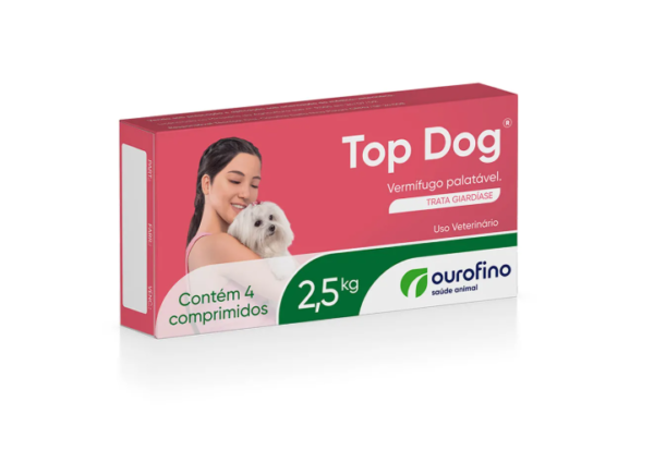 Vermífugo Top Dog Ourofino para Cães 2,5kg - 4 comprimidos