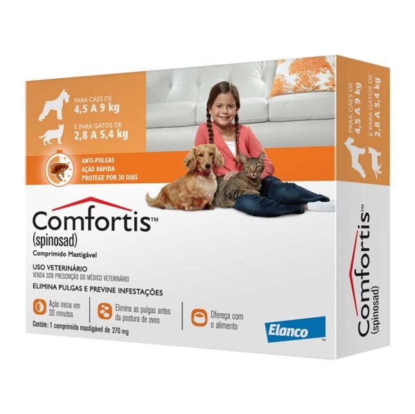 Comfortis Antipulgas Elanco 270mg para Cães e Gatos