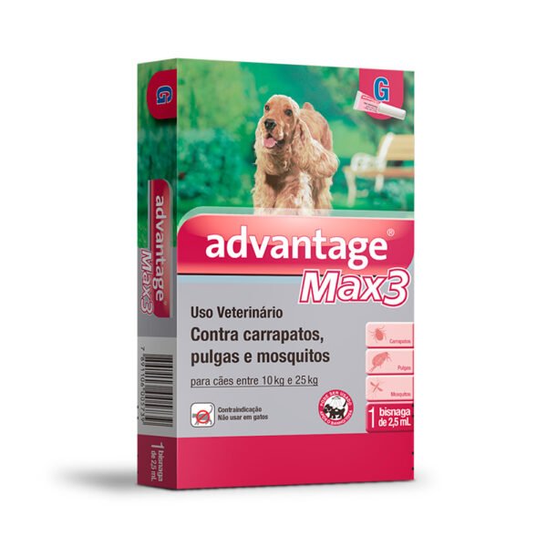 Antipulgas, Carrapatos e Mosquitos Advantage Max 3 2,5ml para Cães entre 10 e 25kg