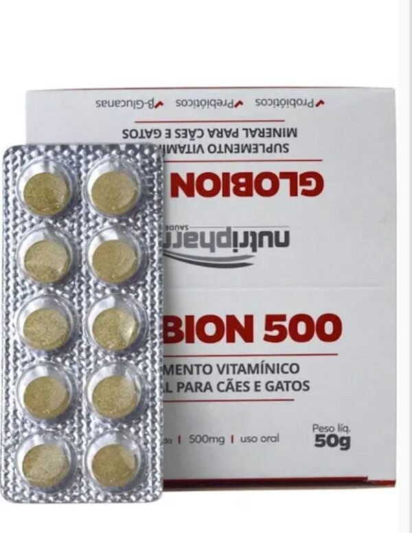 Suplemento Nutripharme Globion 500mg para Cães e Gatos - 10 comprimidos