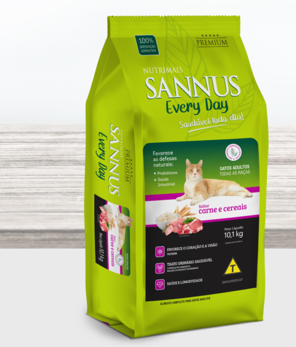 Ração Sannus Every Day Gatos Adultos Sabor Carne - 10,1kg