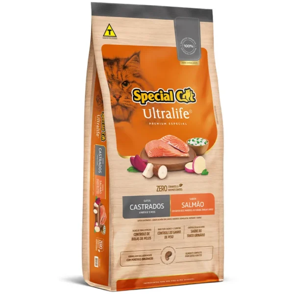 Ração Special Cat Ultralife Salmão para Gatos Castrados 10,1kg