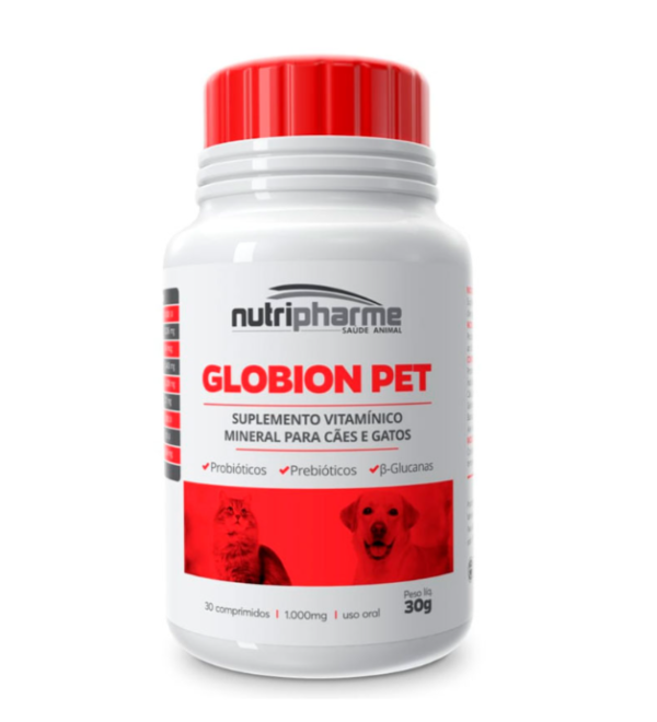 Suplemento Nutripharme Globion Pet para Cães e Gatos - 30 comprimidos